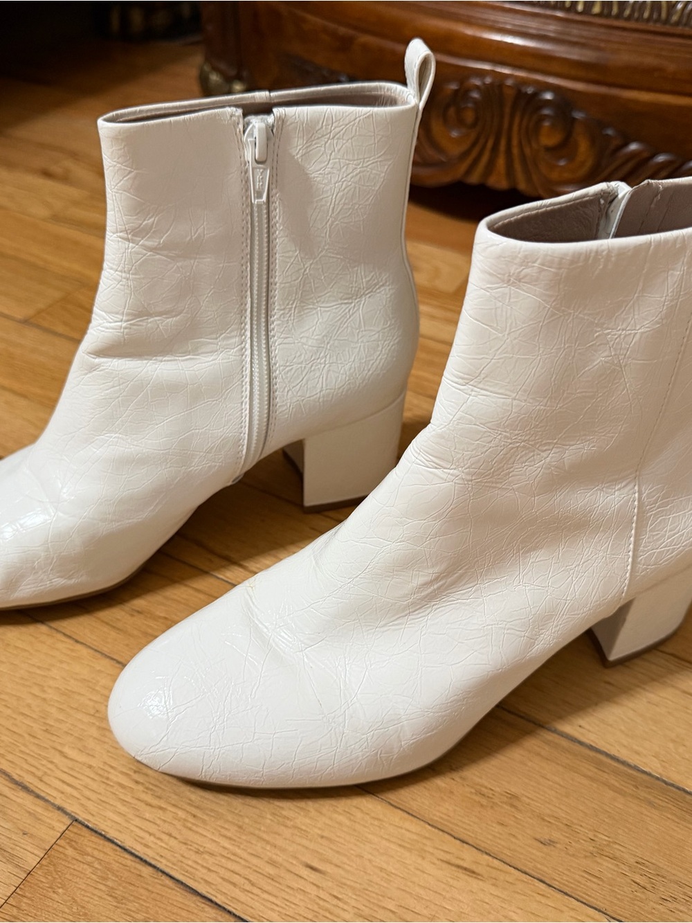 Sam Edelman White Ankle Booties with Block Heel